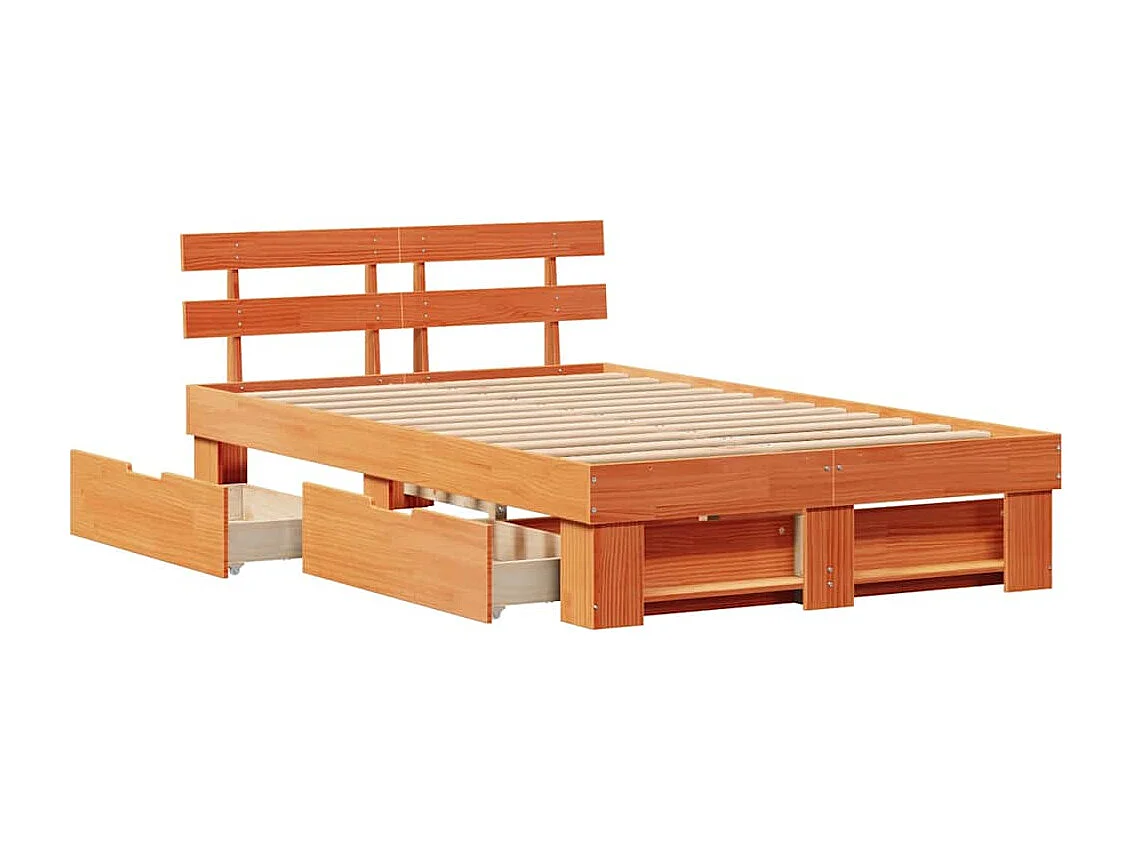 Estructura de cama con cabecera Marrón cera 120 x 200 cm