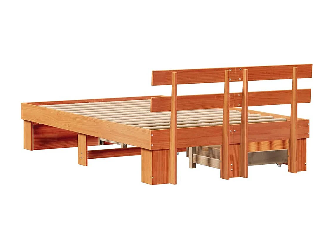 Estructura de cama con cabecera Marrón cera 120 x 200 cm