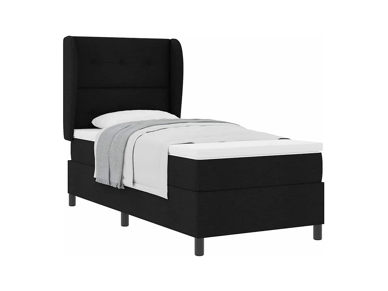 Cama tipo Box Spring con colchón Negro 100 x 200 cm tela