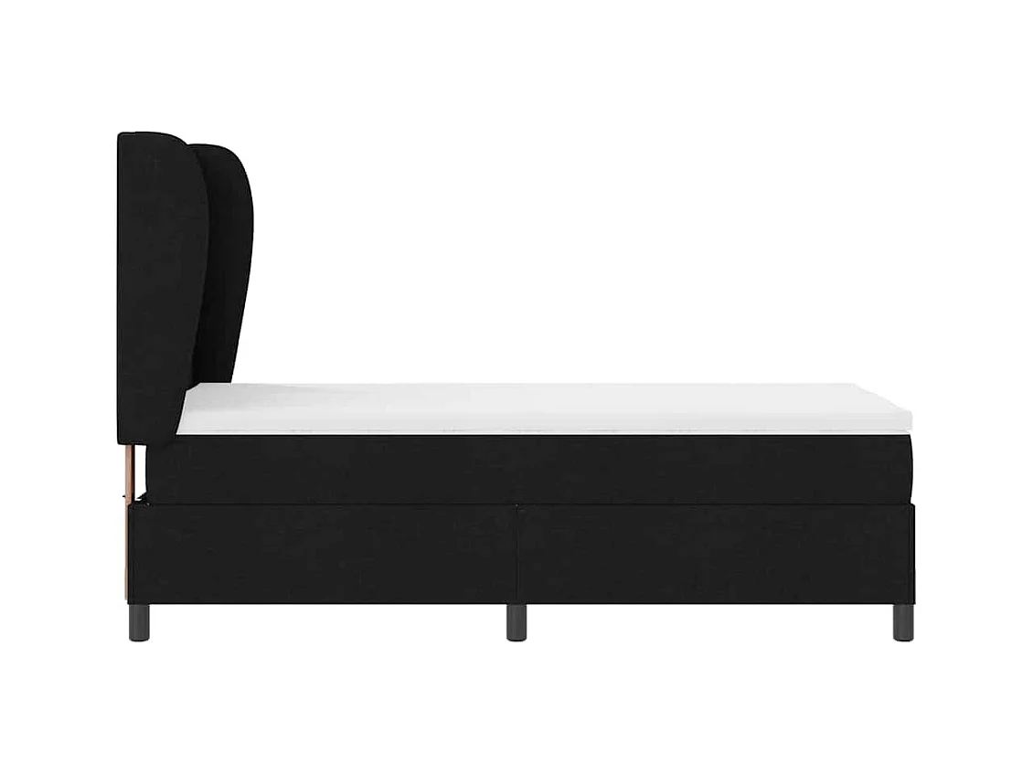 Cama tipo Box Spring con colchón Negro 100 x 200 cm tela