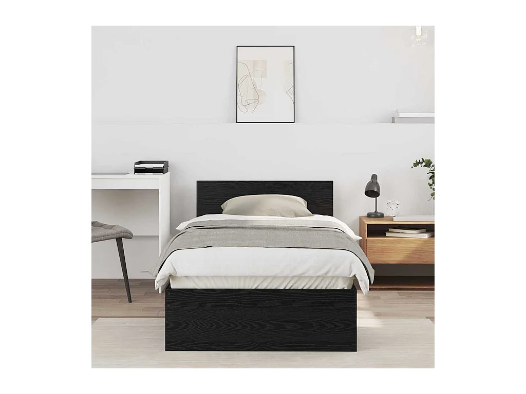 Cadre de lit Chêne noir 75 x 190 cm Bois d'ingénierie