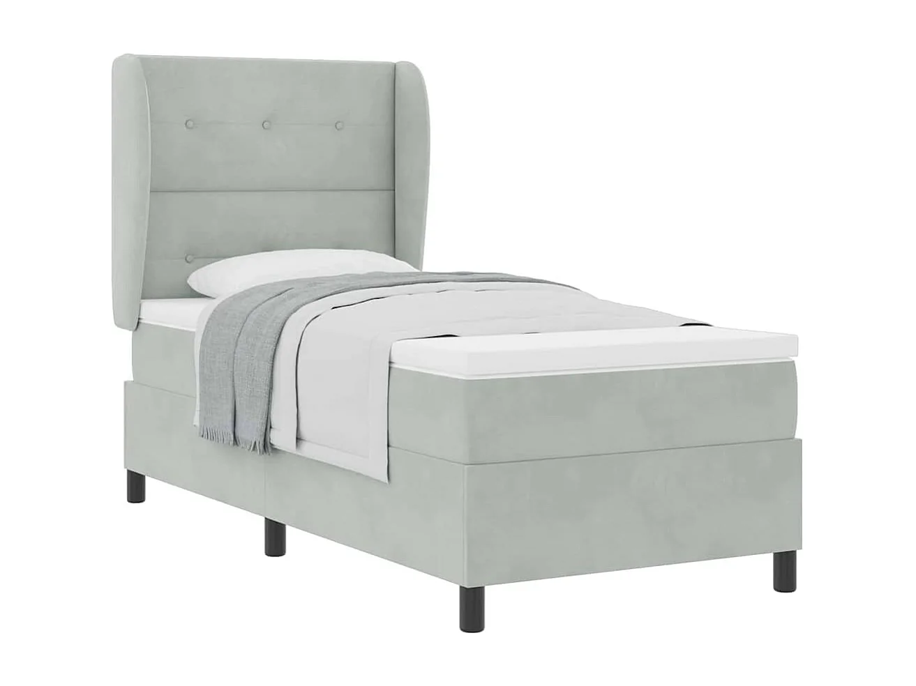 Cama tipo Box Spring Gris claro 90 x 200 cm Terciopelo