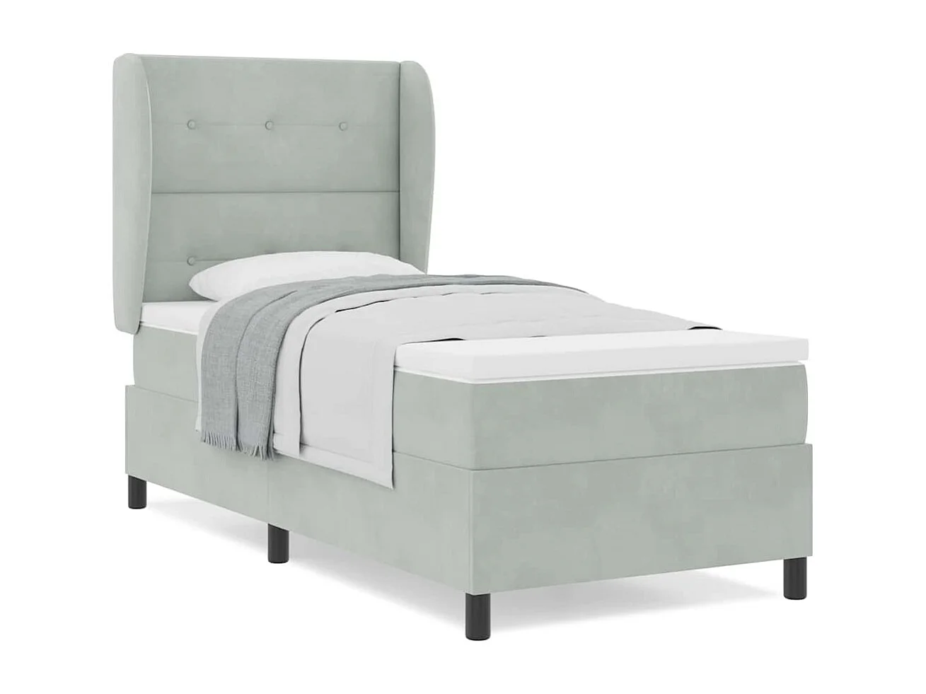 Cama tipo Box Spring Gris claro 90 x 200 cm Terciopelo