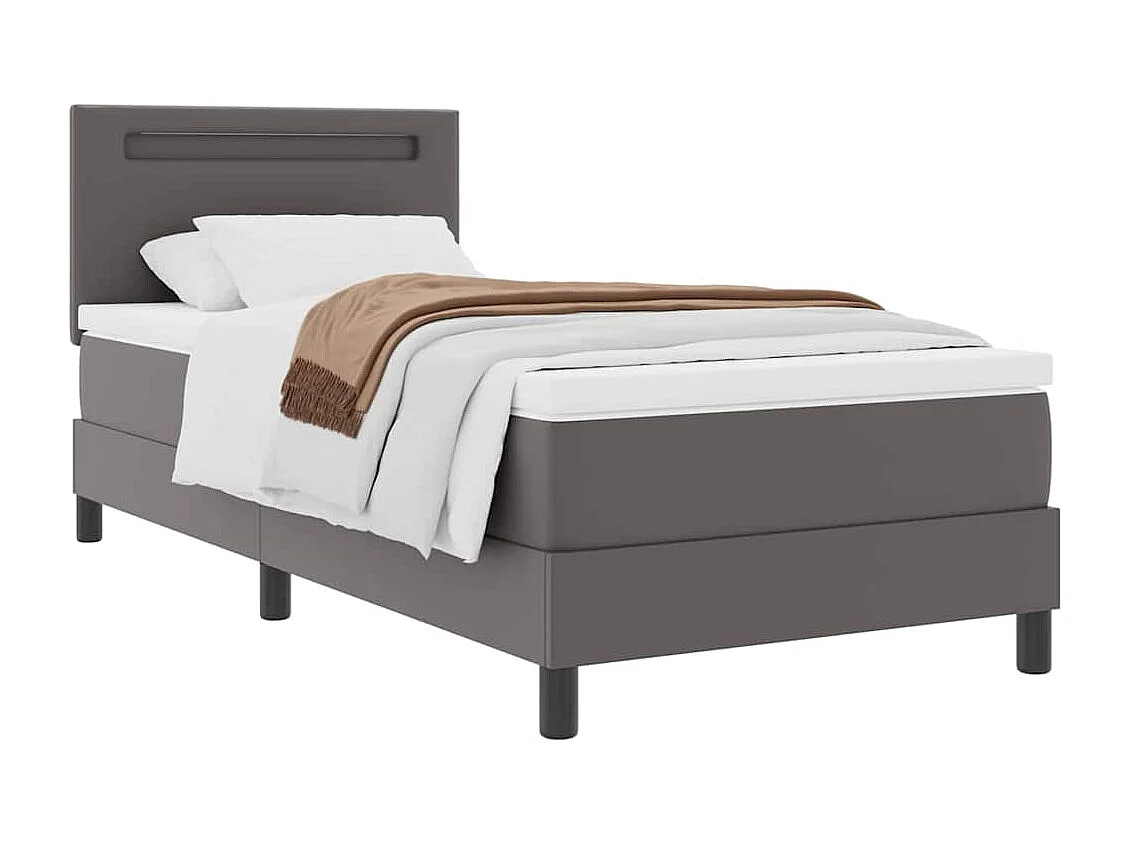 Estructura de cama con colchón Gris 90 x 190 cm Cuero sintético