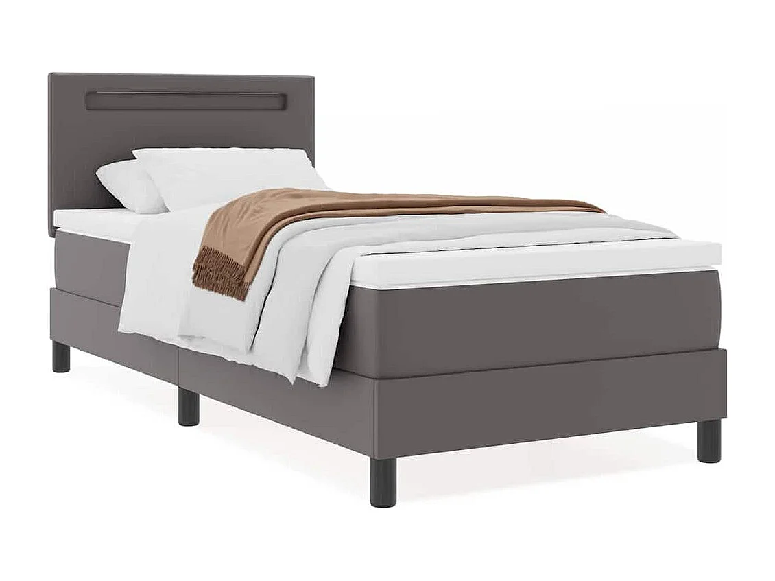 Estructura de cama con colchón Gris 90 x 190 cm Cuero sintético