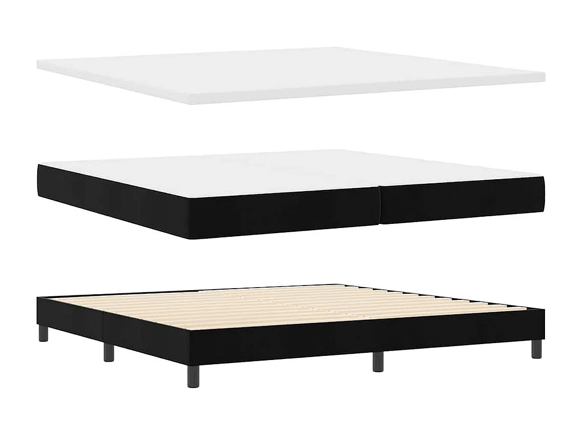 Cadre de lit avec matelas noir 100x200 cm en velours Noir