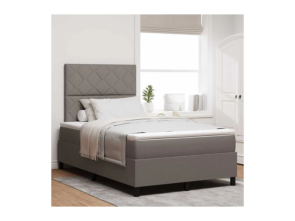 Cadre de lit avec matelas Taupe 120 x 200 cm tissu