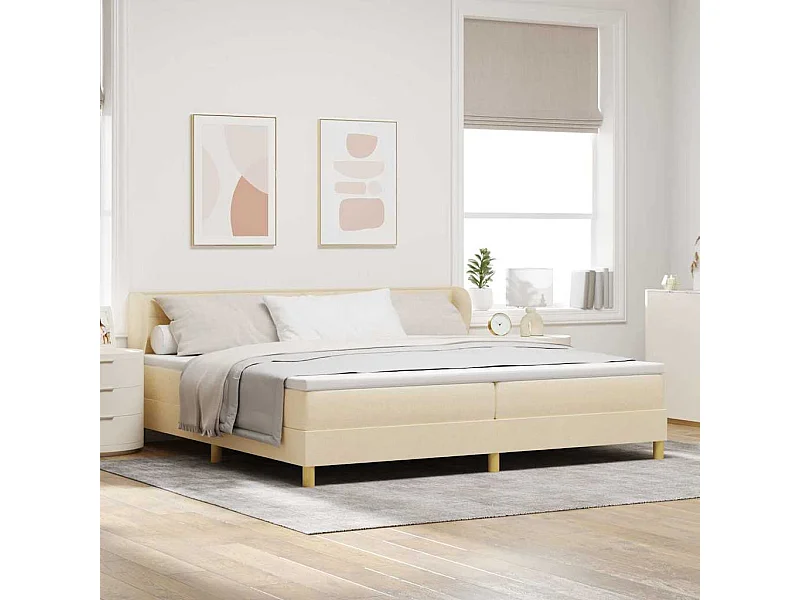 Cama con somier y colchón Crema 90x200 cm Fabric Crema