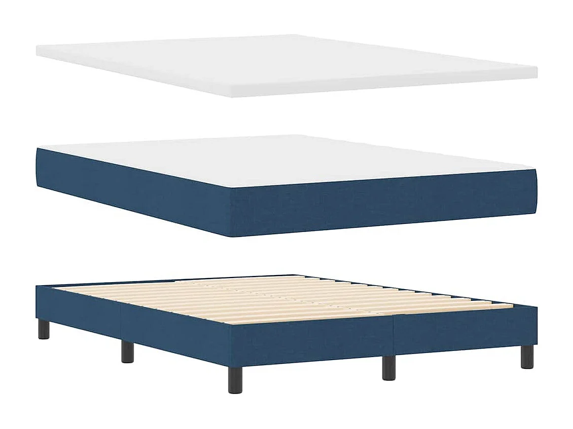 Cadre de lit avec matelas avec matelas Bleu 140 x 200 cm tissu