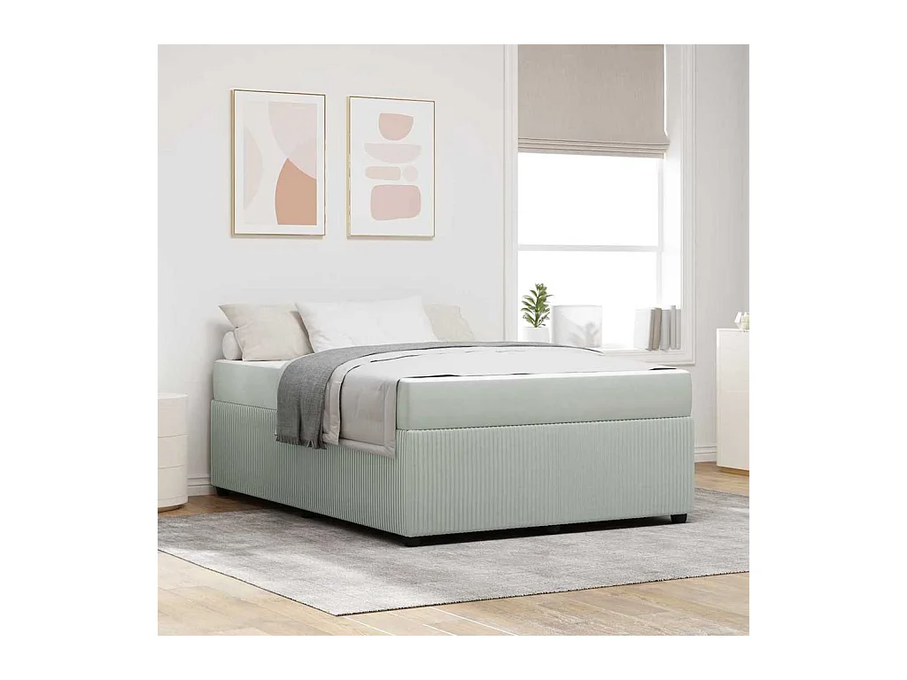 Cadre de lit avec matelas Gris clair 140 x 200 cm Velours