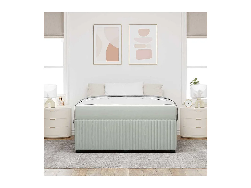 Cadre de lit avec matelas Gris clair 140 x 200 cm Velours