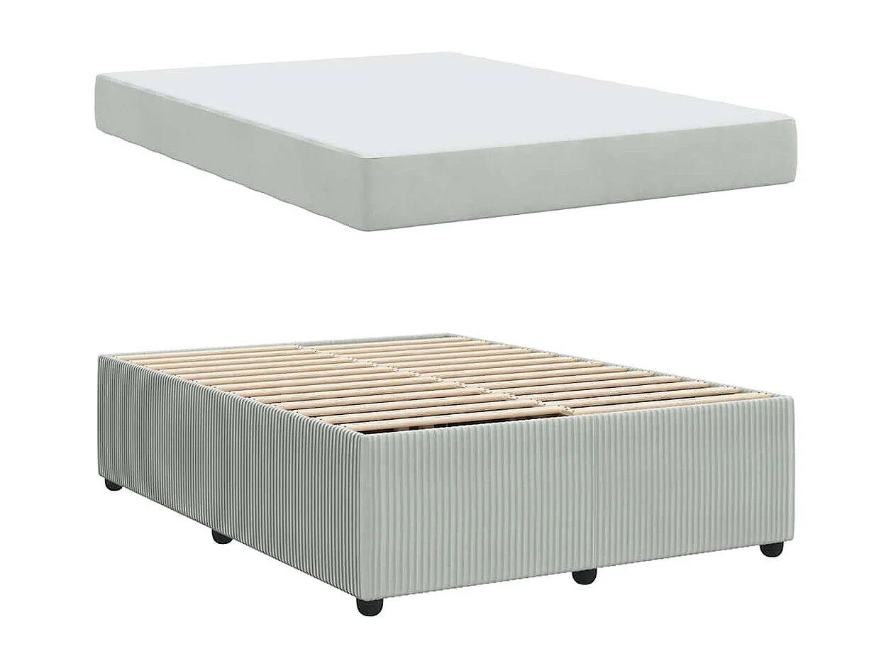 Cadre de lit avec matelas Gris clair 140 x 200 cm Velours