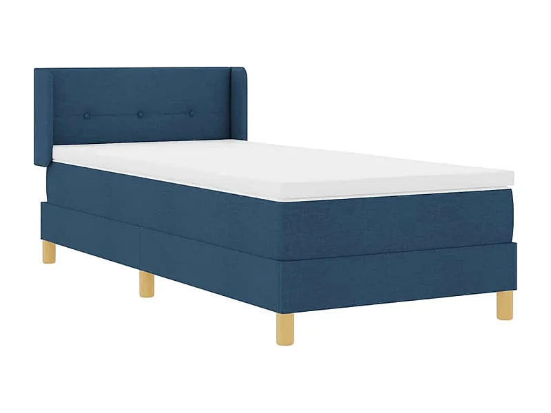 Cama con Somier con colchón con cabecera Azul 100 x 200 cm tela