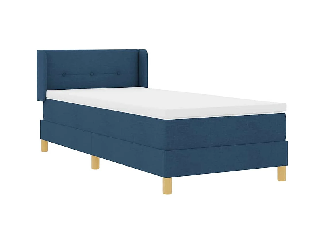 Cama con Somier con colchón con cabecera Azul 100 x 200 cm tela