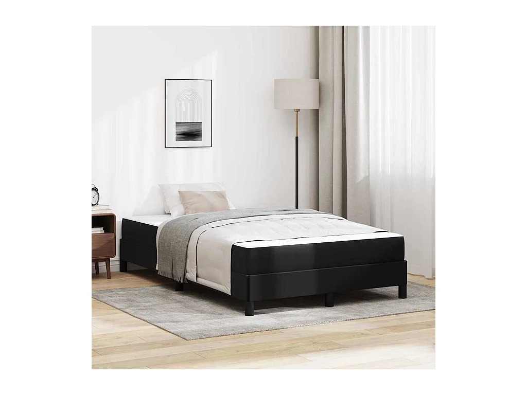 Cadre de lit avec matelas Noir 120 x 190 cm Faux cuir