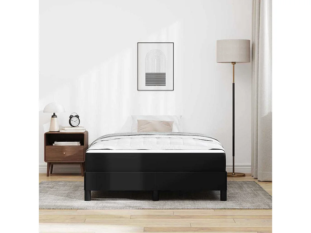 Cadre de lit avec matelas Noir 120 x 190 cm Faux cuir