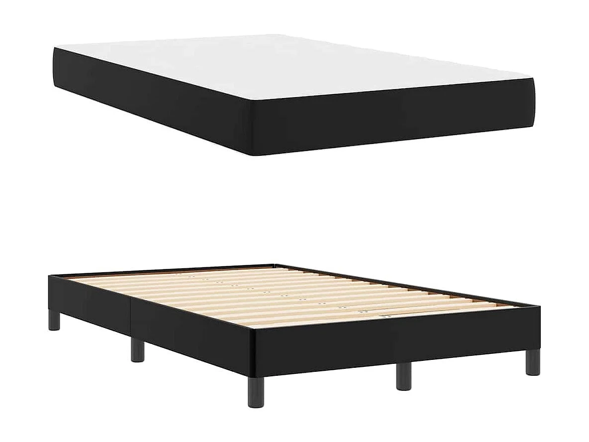 Cadre de lit avec matelas Noir 120 x 190 cm Faux cuir