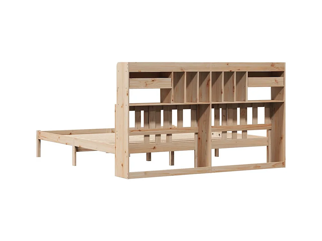Lit bibliothèque sans matelas 180x200 cm bois massif de pin