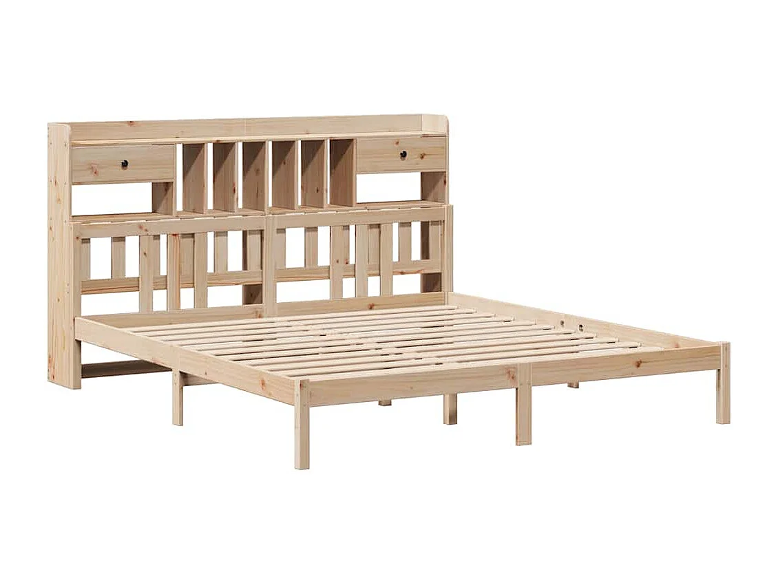 Lit bibliothèque sans matelas 180x200 cm bois massif de pin
