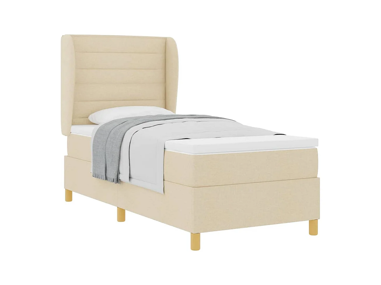 Cadre de lit avec matelas gris foncé 90x190 cm Crème