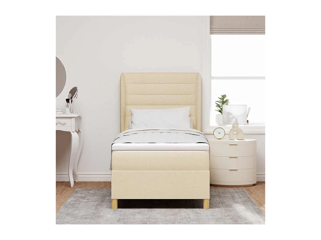 Cadre de lit avec matelas gris foncé 90x190 cm Crème