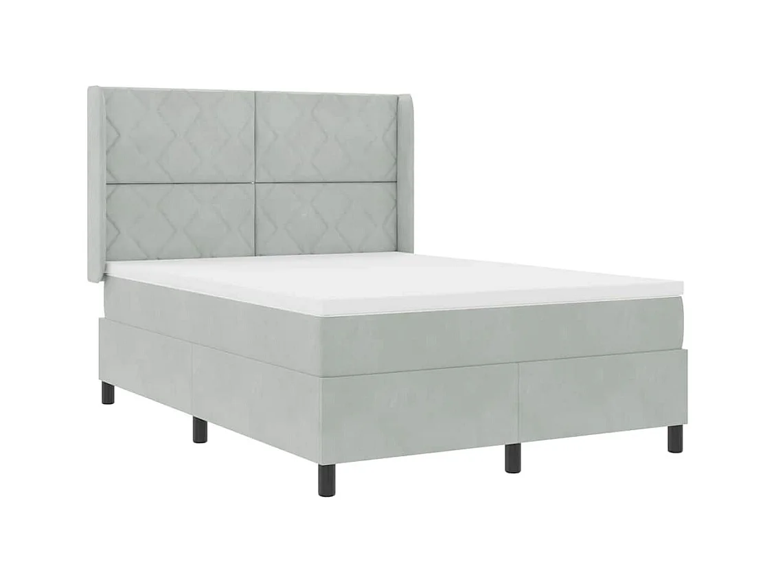 Cadre de lit avec Matelas LED Gris clair 140 x 190 cm Velours