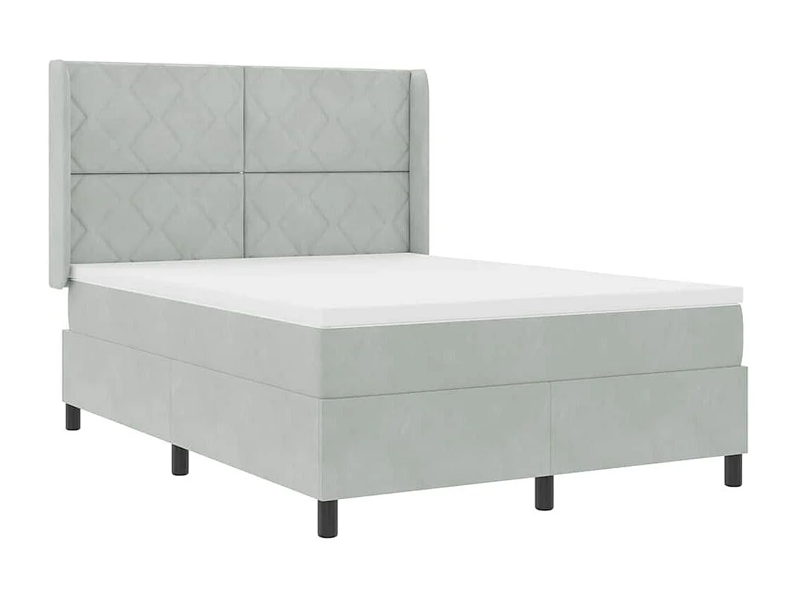 Cadre de lit avec Matelas LED Gris clair 140 x 190 cm Velours