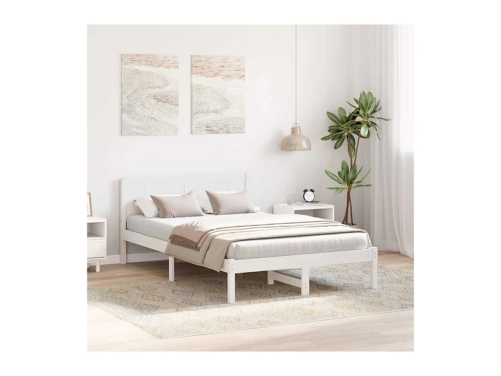 Cadre de lit Blanc 120 x 190 cm Bois de pin massif