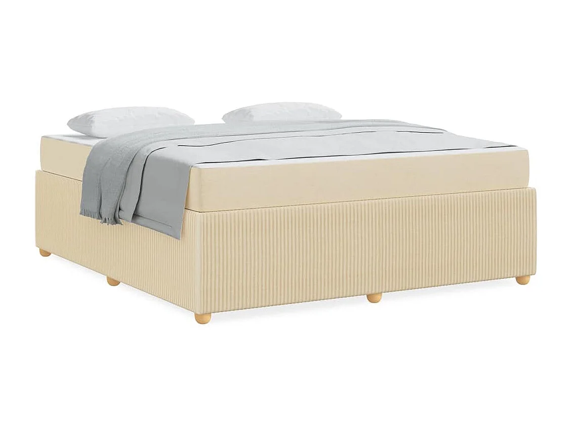 Cadre de lit avec matelas avec matelas Crème 180 x 200 cm tissu