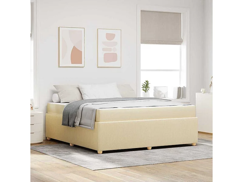 Cadre de lit avec matelas avec matelas Crème 180 x 200 cm tissu