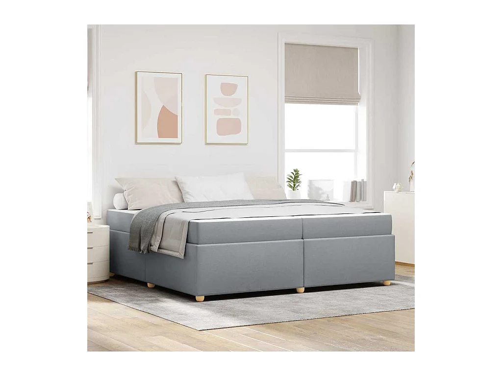 Cadre de lit avec matelas Gris clair 200 x 200 cm tissu