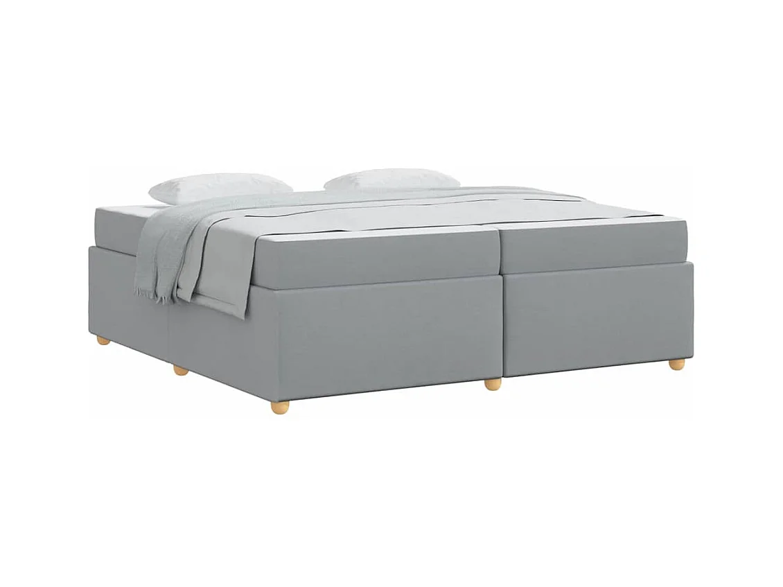 Cadre de lit avec matelas Gris clair 200 x 200 cm tissu