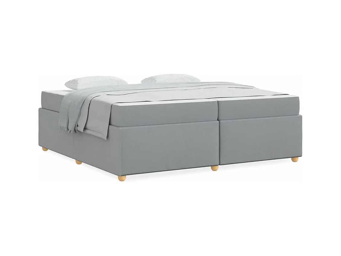 Cadre de lit avec matelas Gris clair 200 x 200 cm tissu