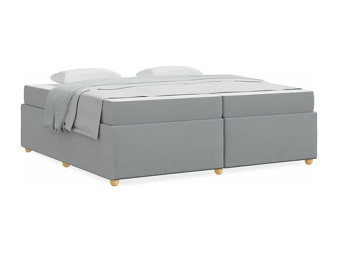 Cadre de lit avec matelas Gris clair 200 x 200 cm tissu