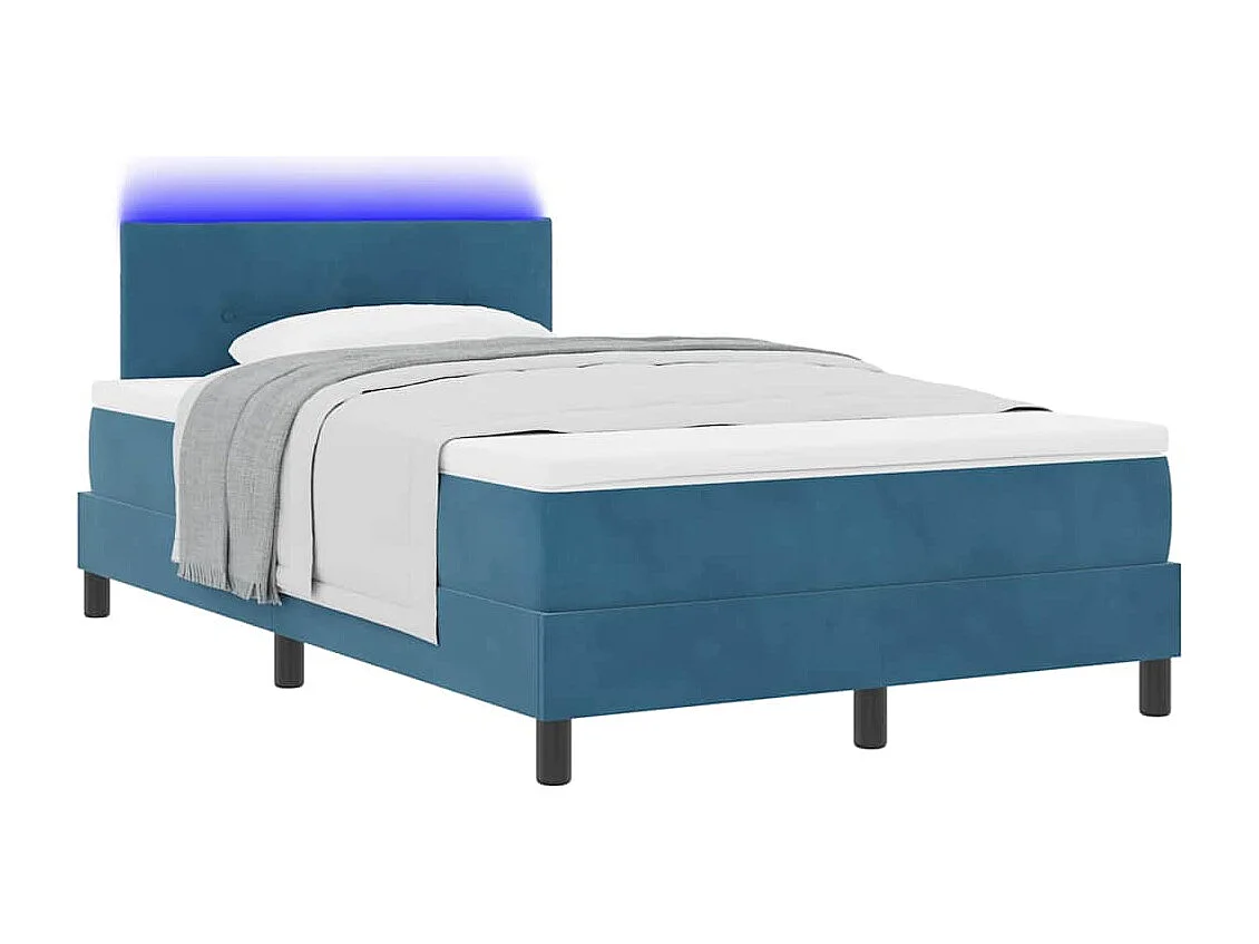 Cadre de lit avec matelas Bleu foncé 120 x 200 cm Velours