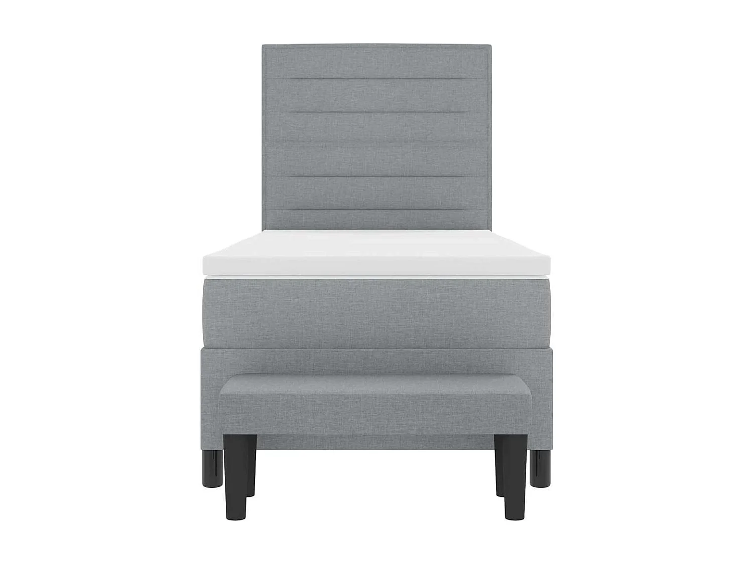Cama tipo Box Spring con colchón Gris Claro 100 x 200 cm tela