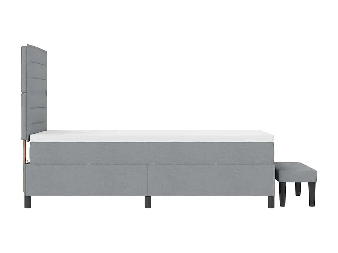 Cama tipo Box Spring con colchón Gris Claro 100 x 200 cm tela