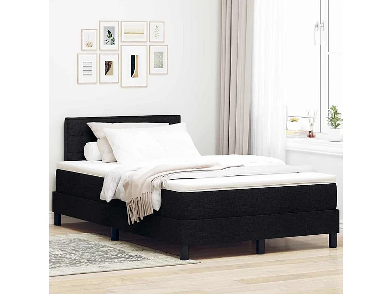 Cadre de lit avec matelas avec matelas Noir 120 x 190 cm tissu
