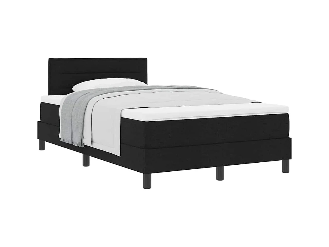 Cadre de lit avec matelas avec matelas Noir 120 x 190 cm tissu