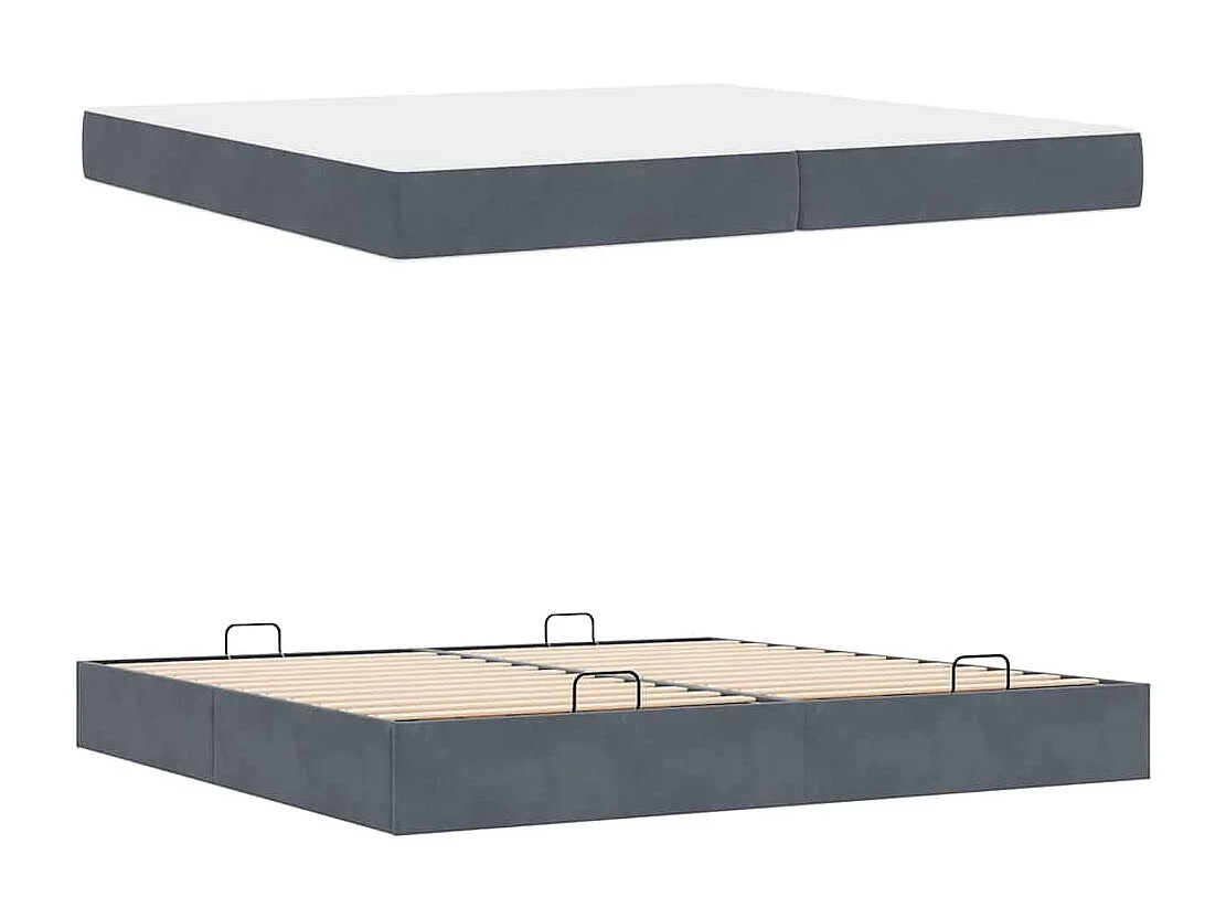 Cadre de lit Gris foncé 200 x 200 cm Velours