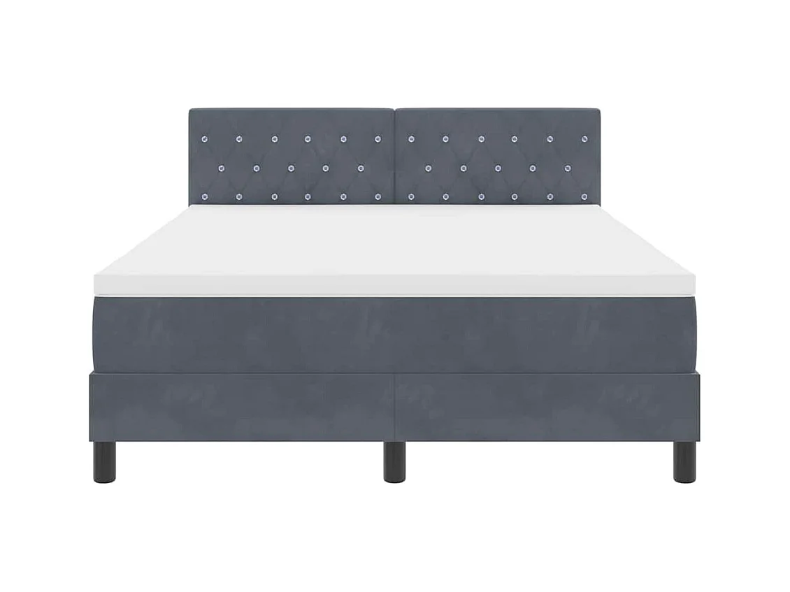 Cadre de lit avec matelas Gris foncé 160 x 200 cm Velours