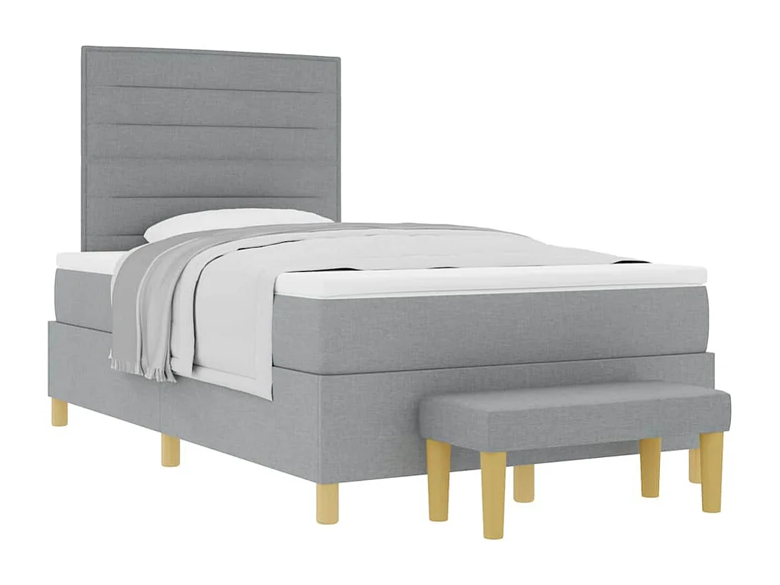 Cama tipo Box Spring con colchón Gris claro 120 x 190 cm tela