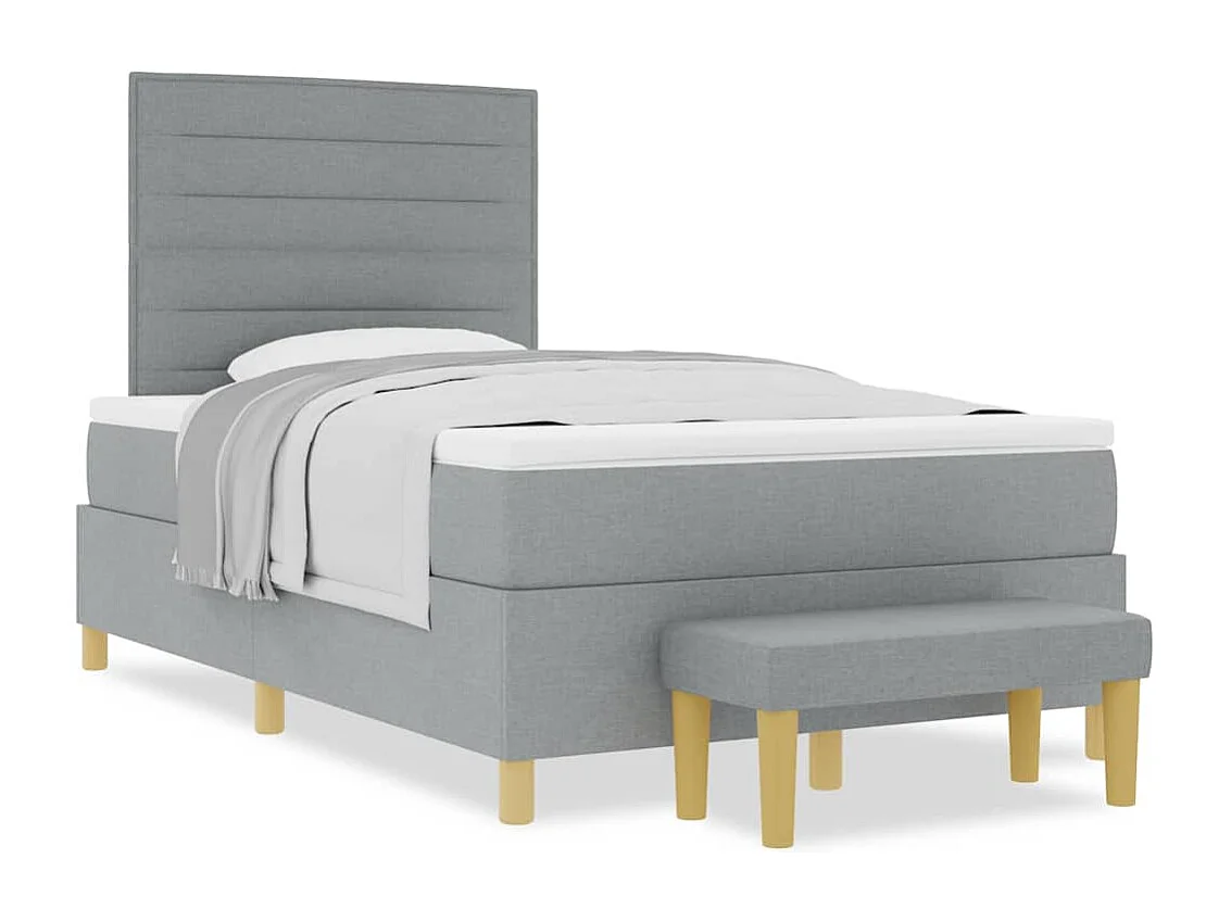 Cama tipo Box Spring con colchón Gris claro 120 x 190 cm tela