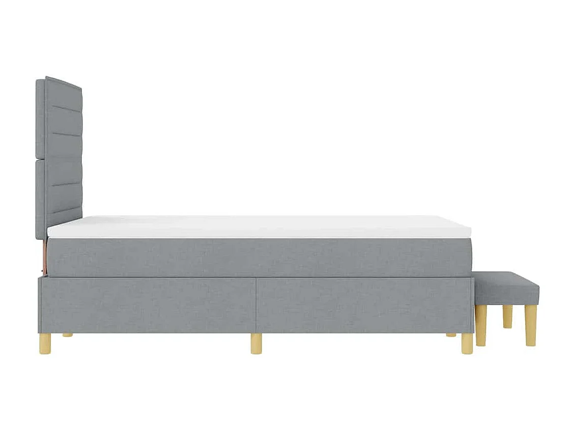 Cama tipo Box Spring con colchón Gris claro 120 x 190 cm tela