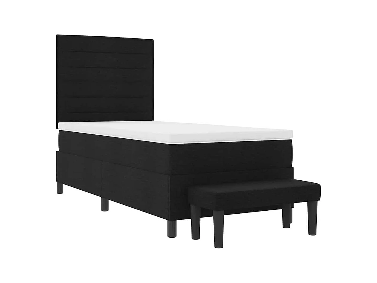 Cadre de lit avec matelas Noir 100 x 200 cm tissu