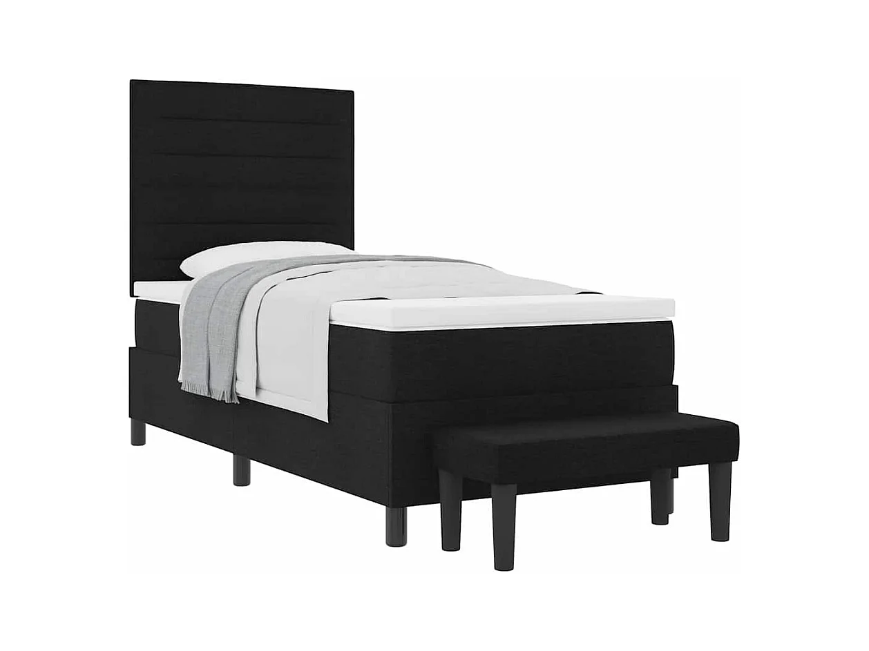 Cadre de lit avec matelas Noir 100 x 200 cm tissu