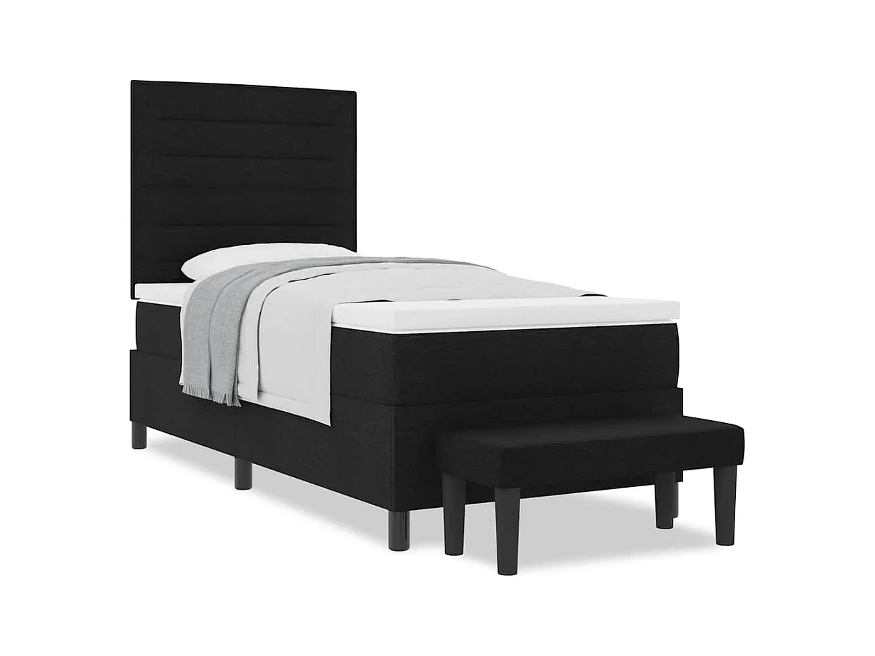 Cadre de lit avec matelas Noir 100 x 200 cm tissu
