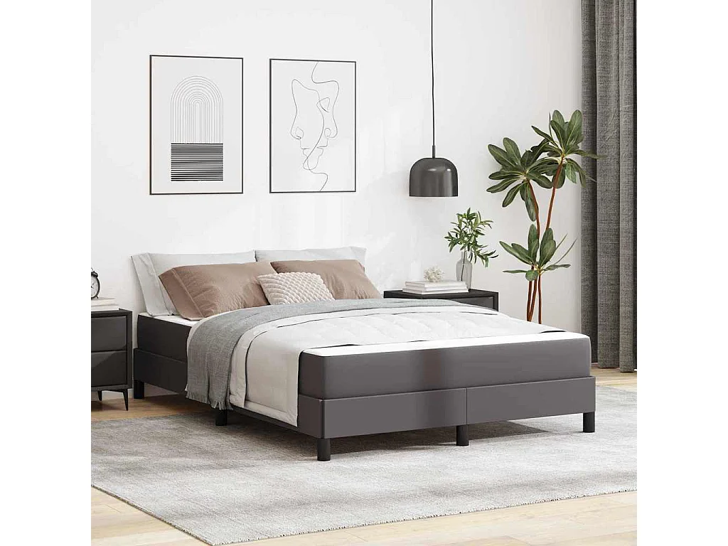 Cadre de lit avec matelas Gris 160 x 200 cm Faux cuir