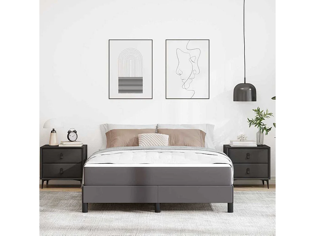 Cadre de lit avec matelas Gris 160 x 200 cm Faux cuir