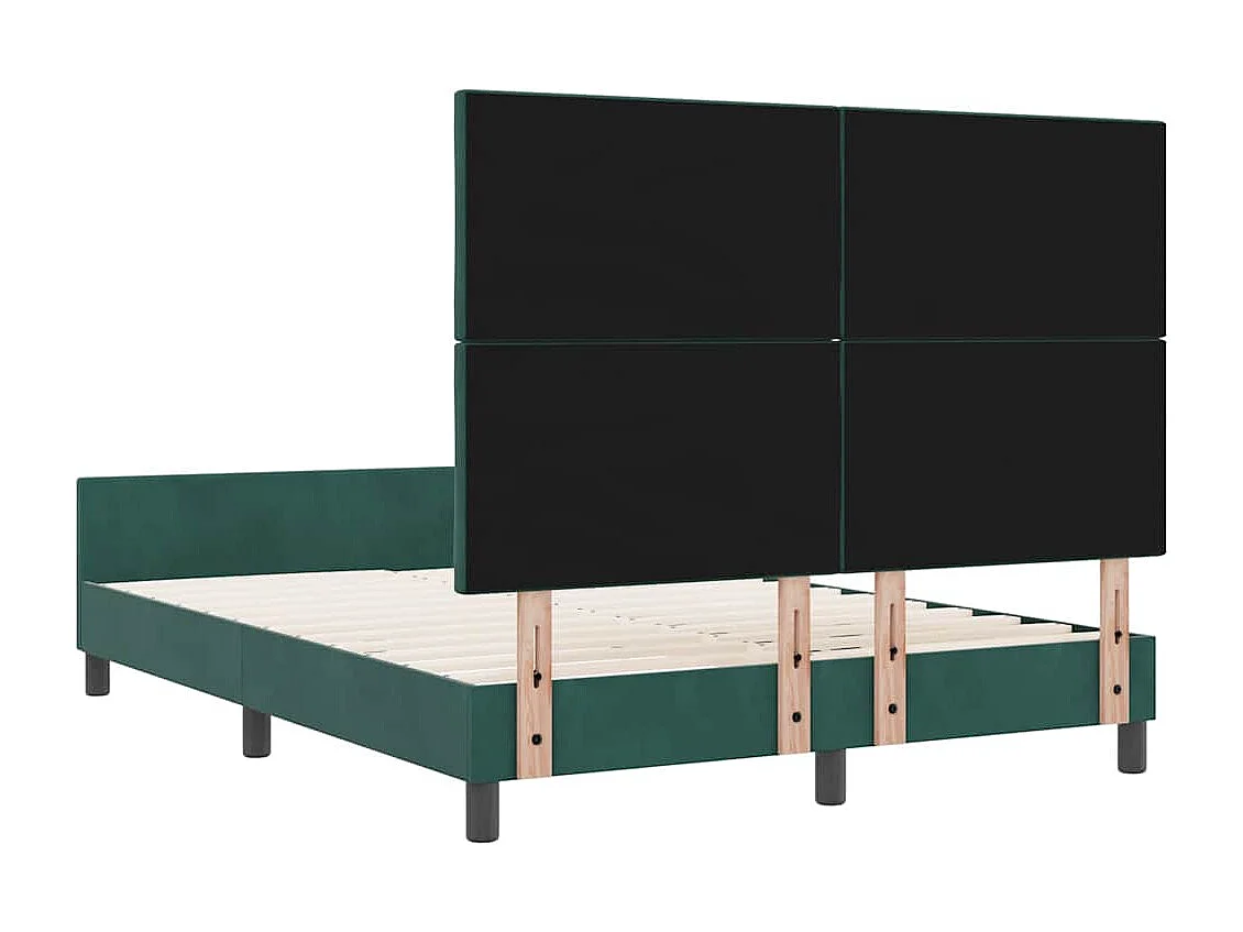 Cadre de lit avec tête de lit Vert foncé 140 x 190 cm Velours